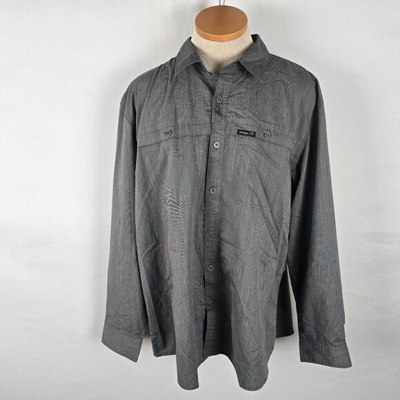 Wrangler Shirt Men's 2XL Gray Long Roll Tab Sleeves Collar Button Down - Picture 1 of 16